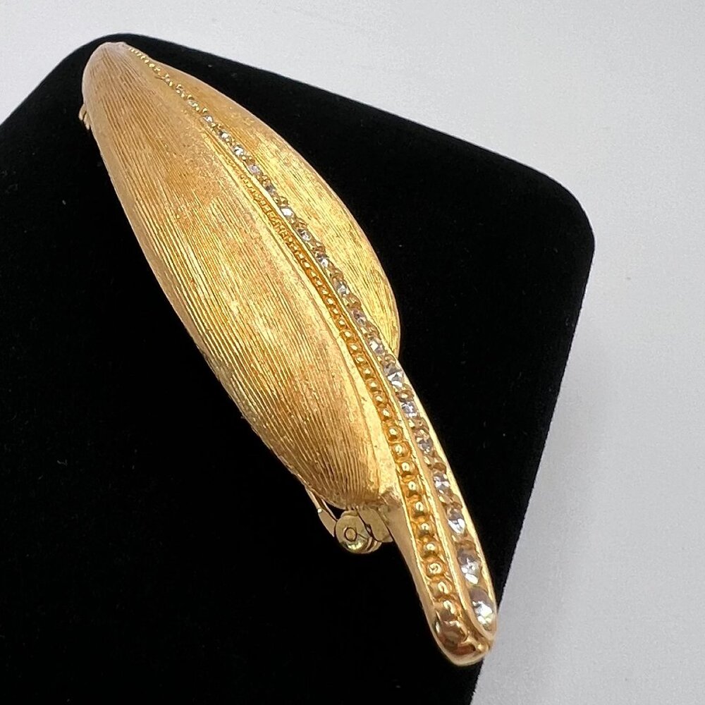 Christian Dior Brushed Gold Leaf Brooch - Picture 2 of 5